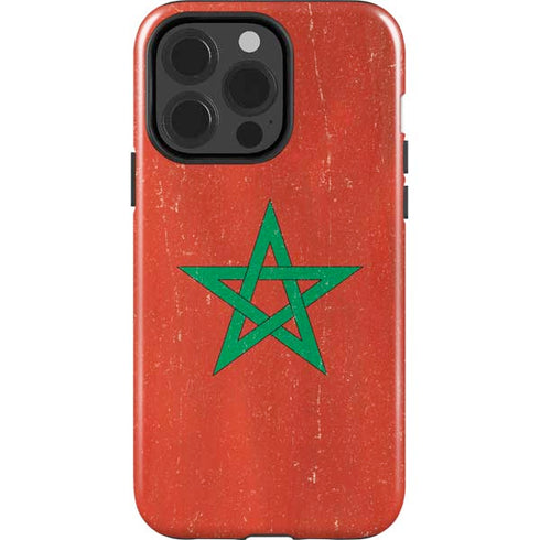 Morocco Flag Distressed iPhone 15 Pro Impact Case